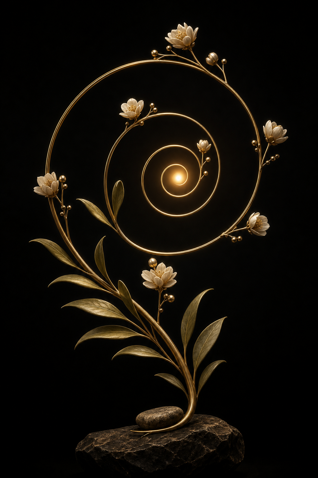 A glowing botanical form representing sustainable change